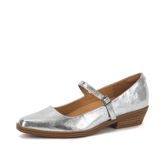 Yellow Box Footwear Premium | Wilma Low Heeled Maryjane - Silver