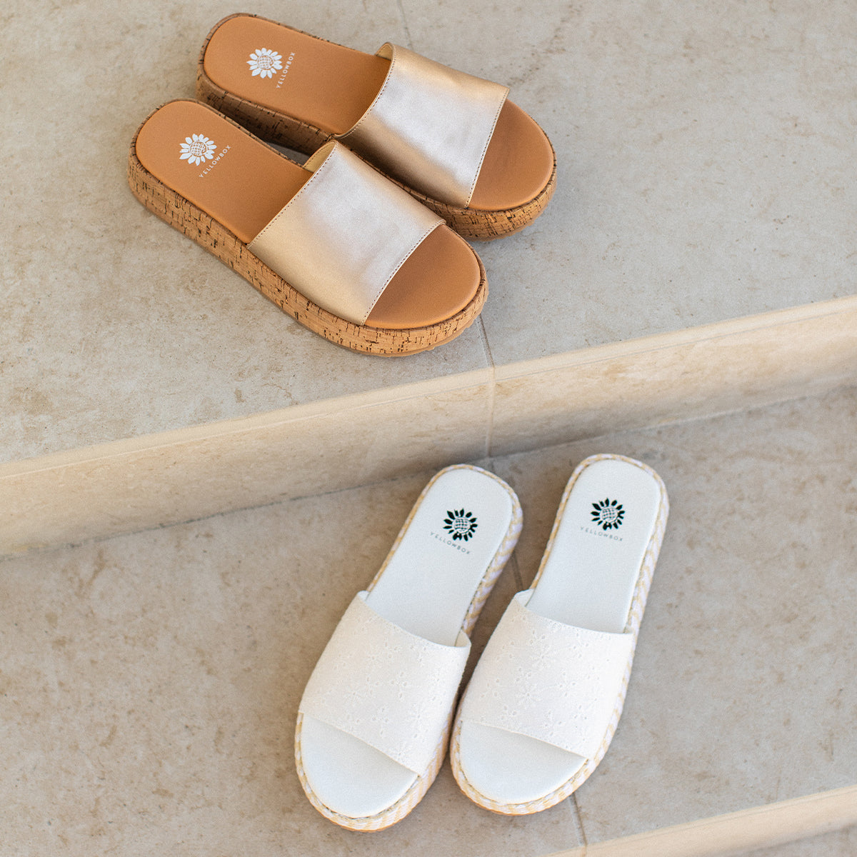 Yellow Box Footwear Customer Favorite | Anatto Flatform Slide - White