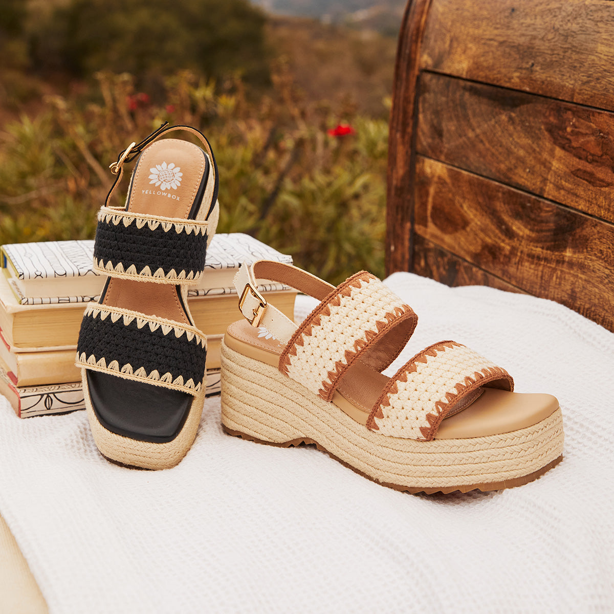 Yellow Box Footwear Best Price | Hellen Wedge Sandal - Black