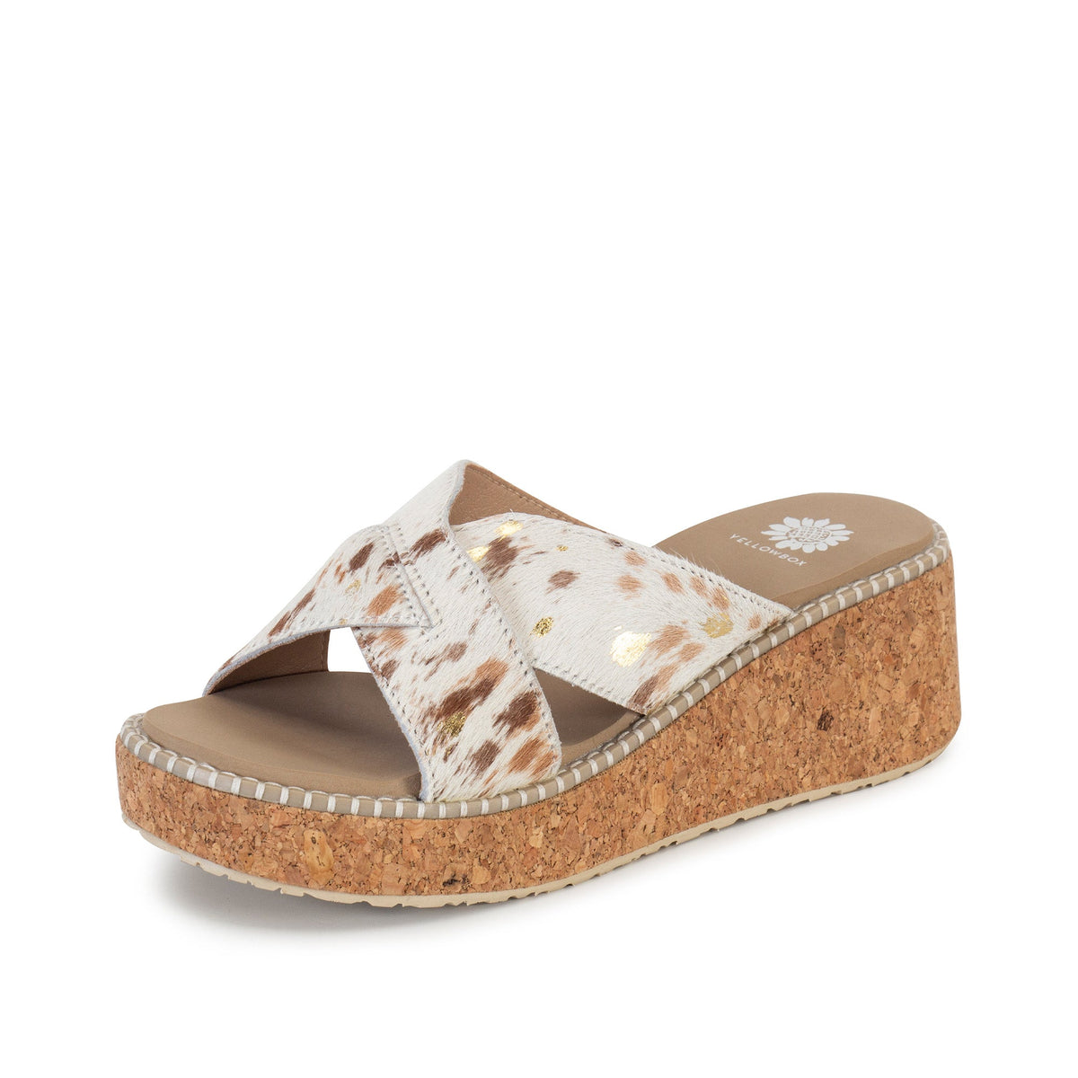 Yellow Box Footwear Essential | Venture Cork Wedge Sandal - White Multi