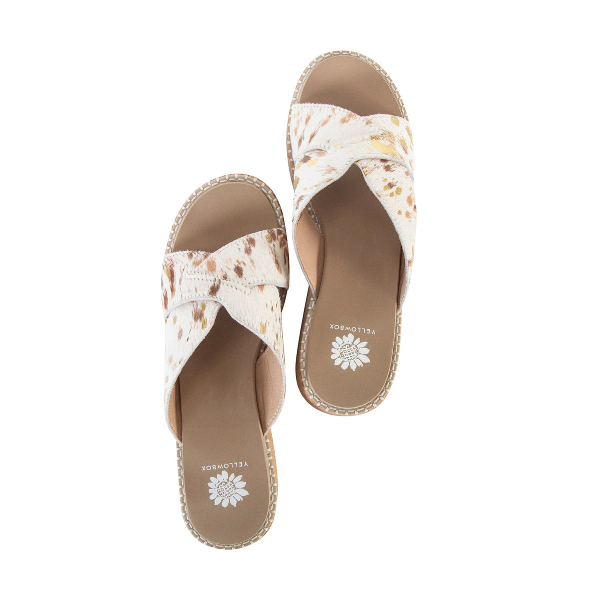 Yellow Box Footwear Essential | Venture Cork Wedge Sandal - White Multi
