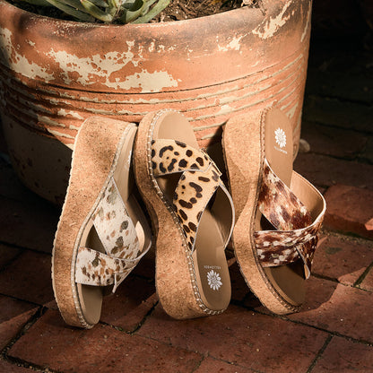 Yellow Box Footwear Essential | Venture Cork Wedge Sandal - White Multi