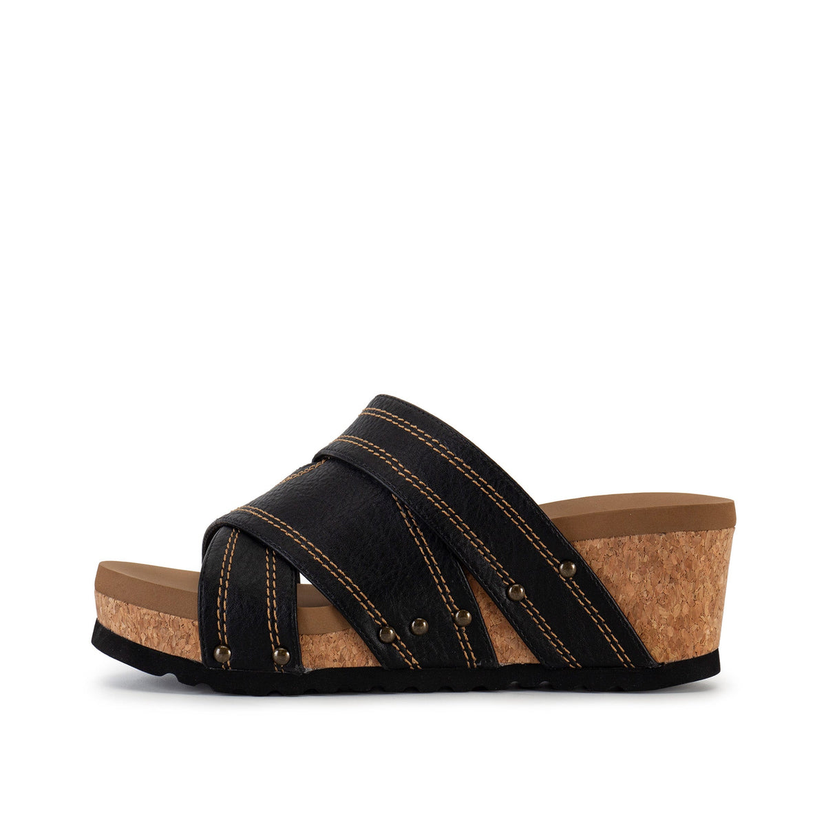 Yellow Box Footwear Quality | Alice Cork Wedge Sandal - Black