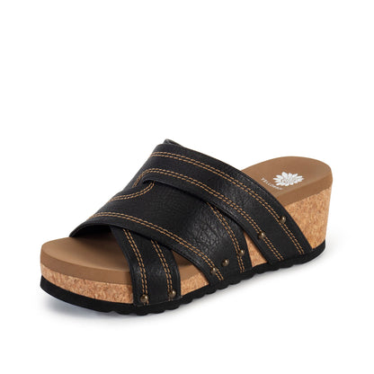 Yellow Box Footwear Quality | Alice Cork Wedge Sandal - Black