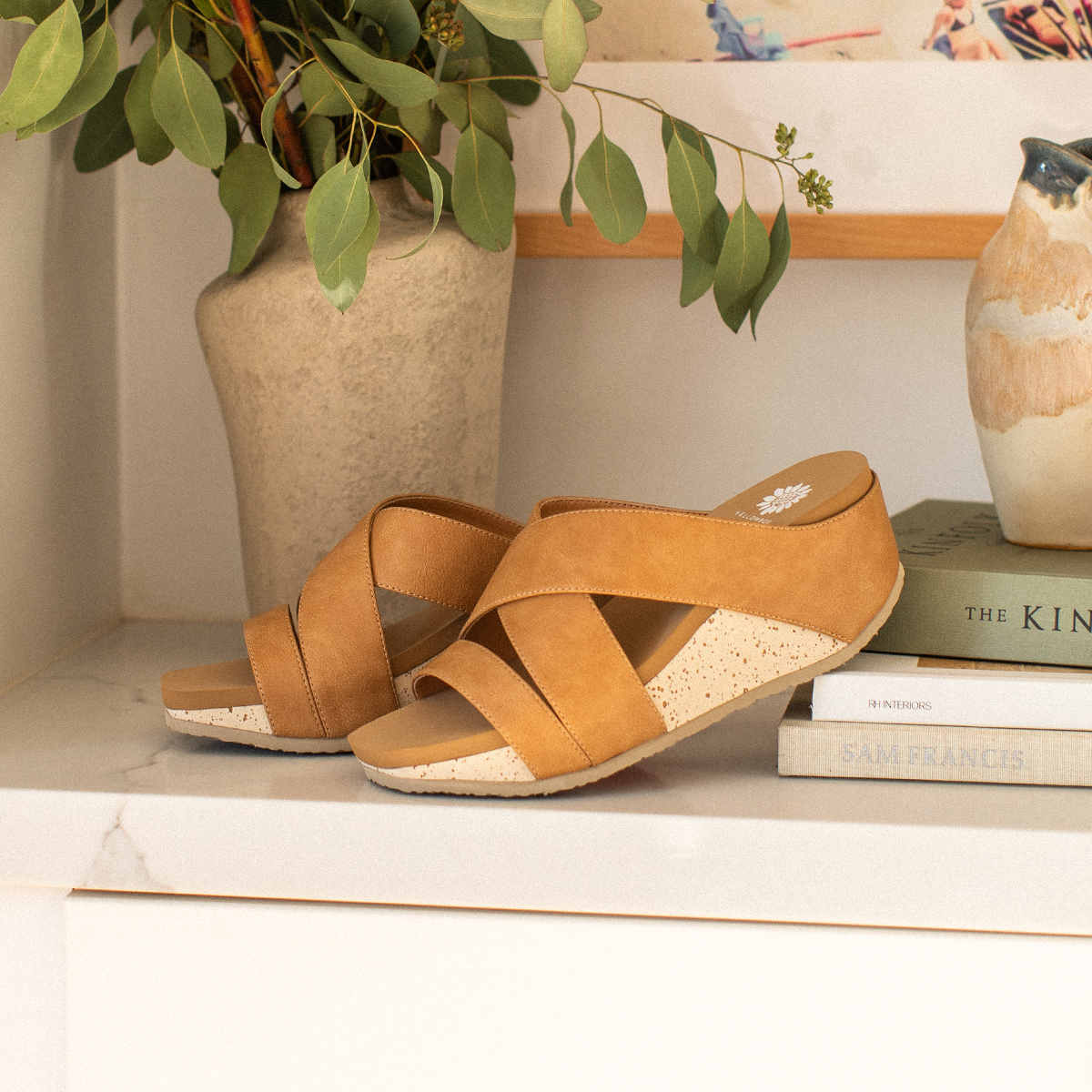 Yellow Box Footwear New | Chela Crossband Wedge Sandal - Sand