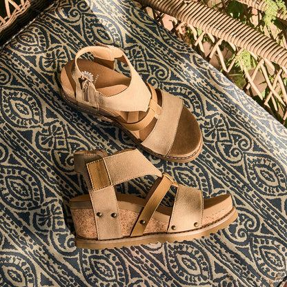 Yellow Box Footwear Signature | Adris Cork Wedge Sandal - Taupe