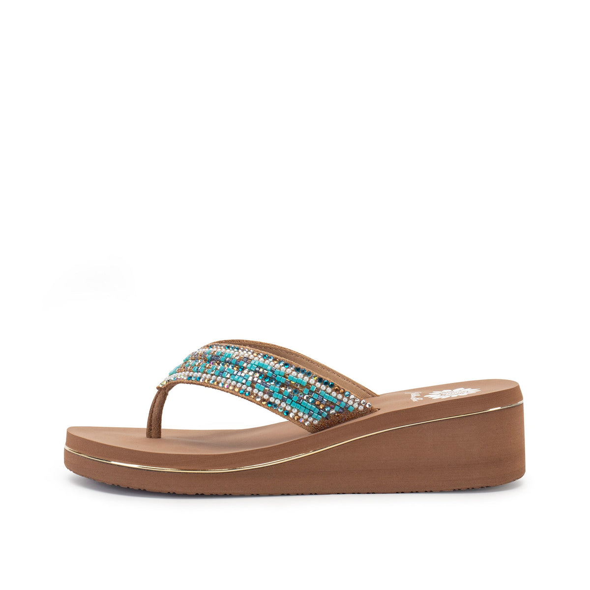 Yellow Box Footwear Premium | Sari Wedge Sandal - Emerald Multi
