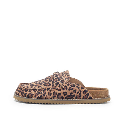 Yellow Box Footwear Premium | Mila Suede Loafer Mule Clog - Leopard