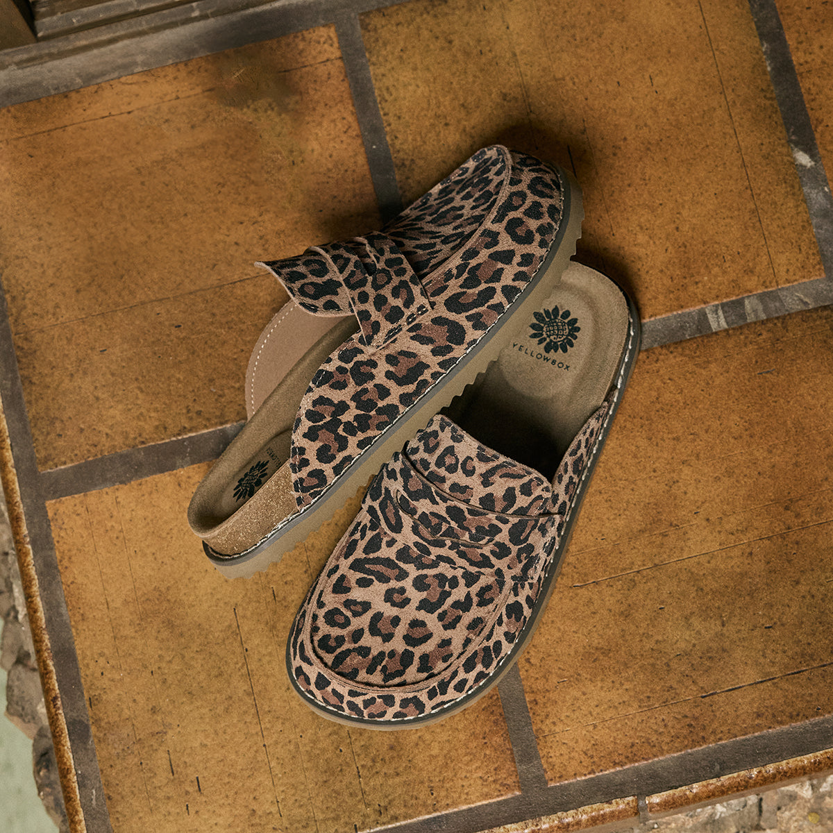 Yellow Box Footwear Premium | Mila Suede Loafer Mule Clog - Leopard