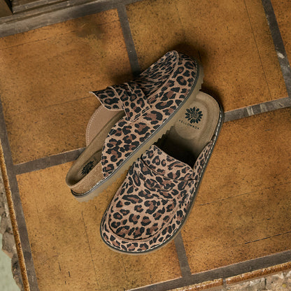 Yellow Box Footwear Premium | Mila Suede Loafer Mule Clog - Leopard