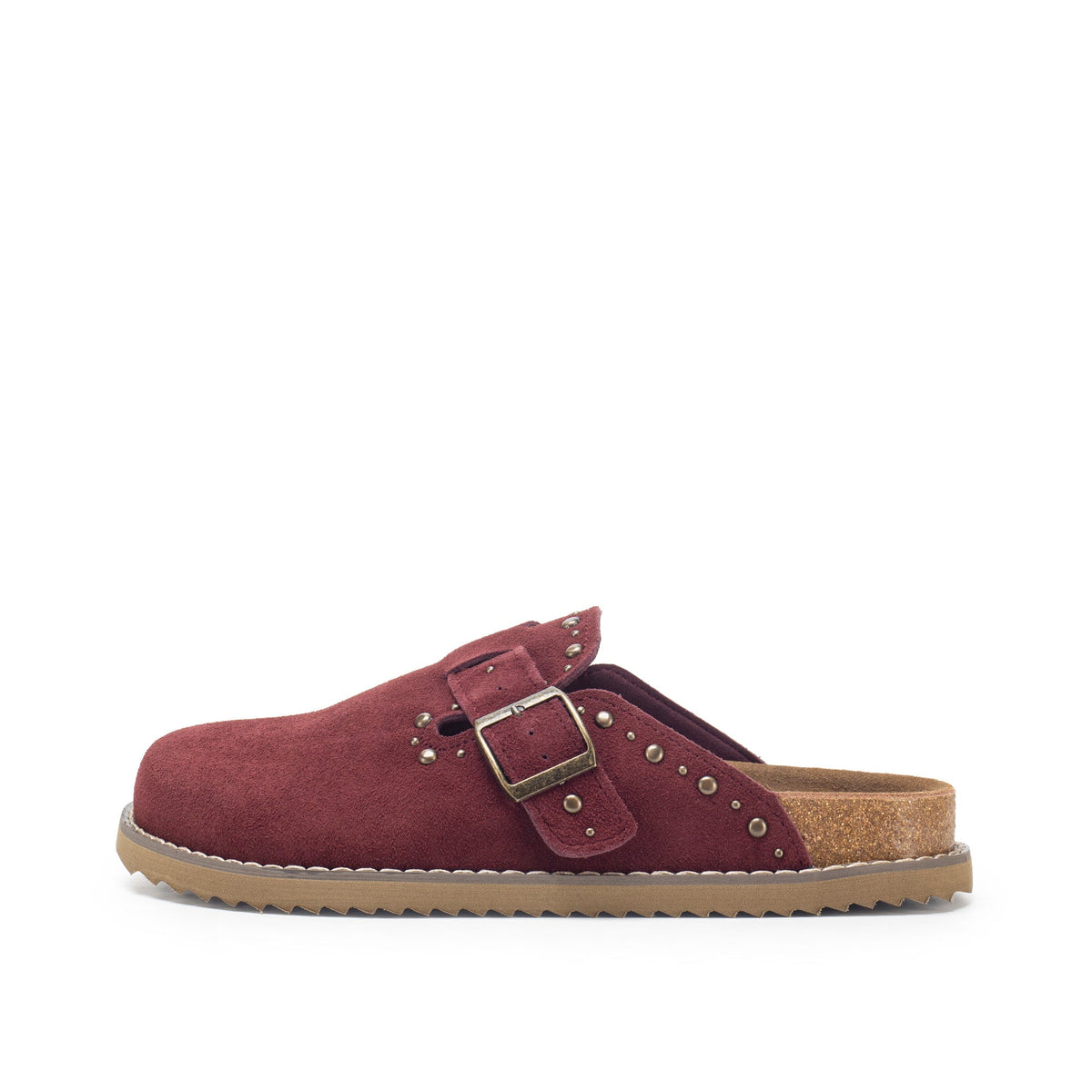 Yellow Box Footwear Top Pick | Mirage Studded Suede Clog - Burgundy