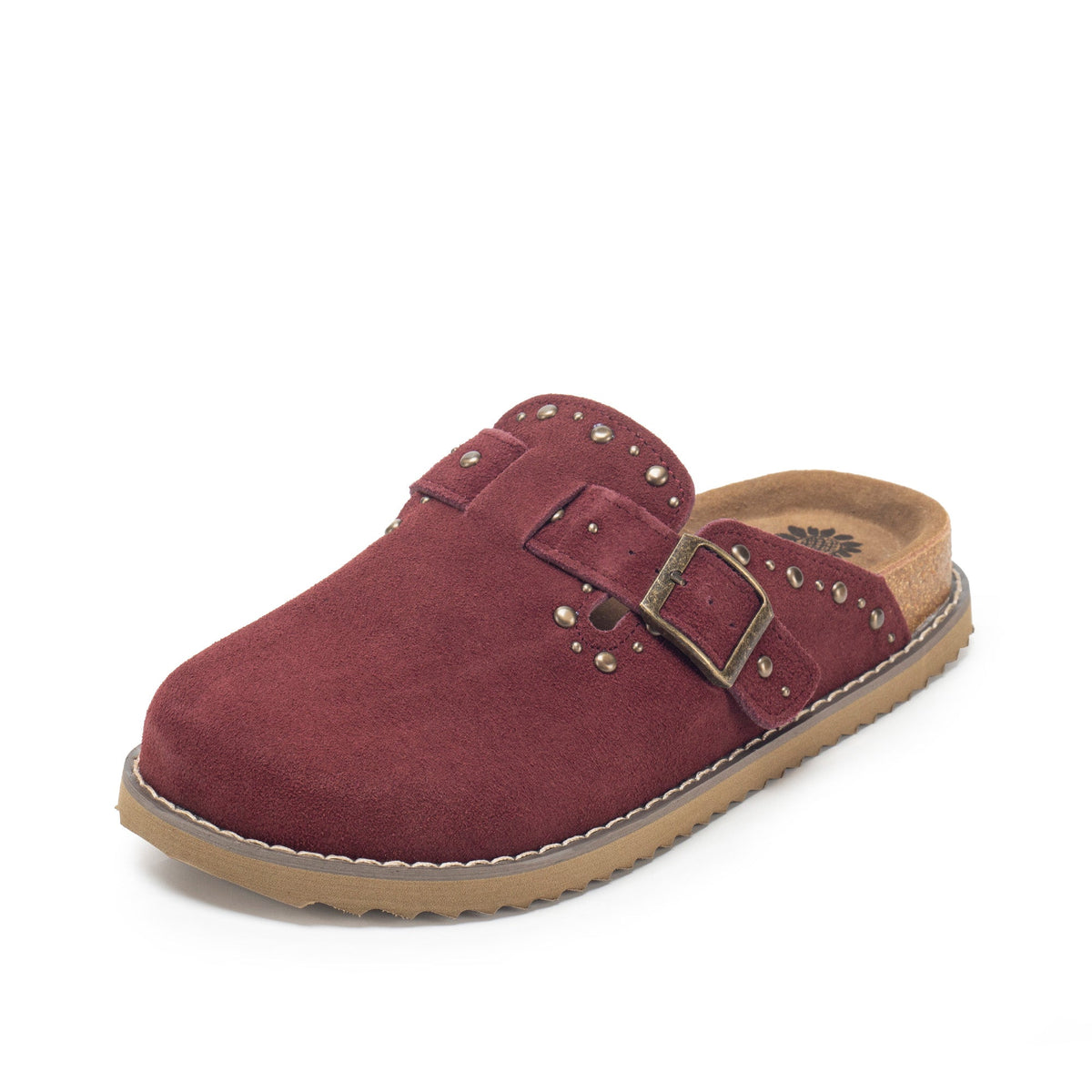 Yellow Box Footwear Top Pick | Mirage Studded Suede Clog - Burgundy