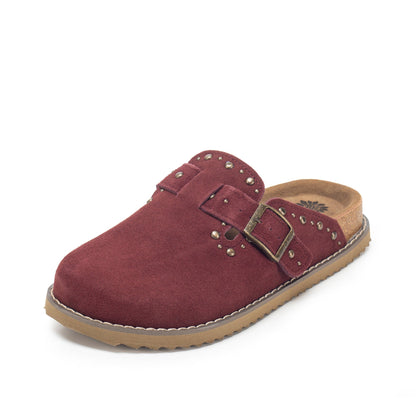 Yellow Box Footwear Top Pick | Mirage Studded Suede Clog - Burgundy