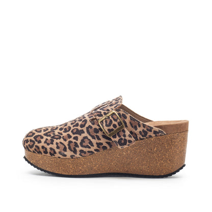 Yellow Box Footwear Deals | Mulani Suede Wedge Clog - Leopard