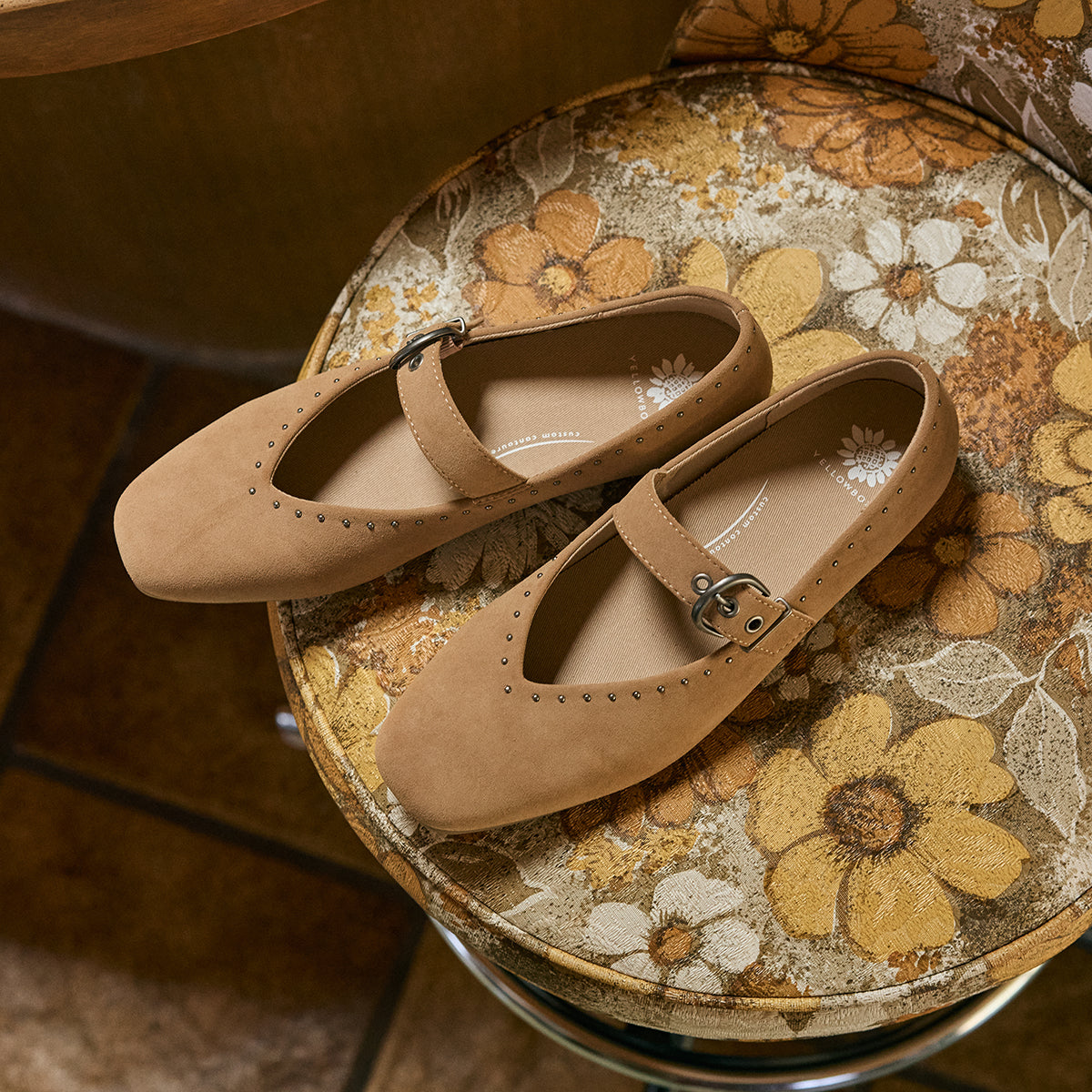 Yellow Box Footwear Trending | Carina Mary-Jane Flat - Almond