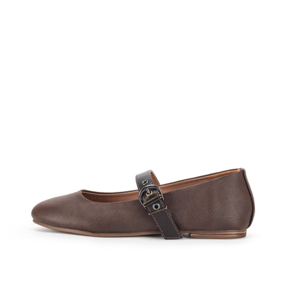 Yellow Box Footwear Recommended | Elysia Mary-Jane Ballet Flat - Chocolate