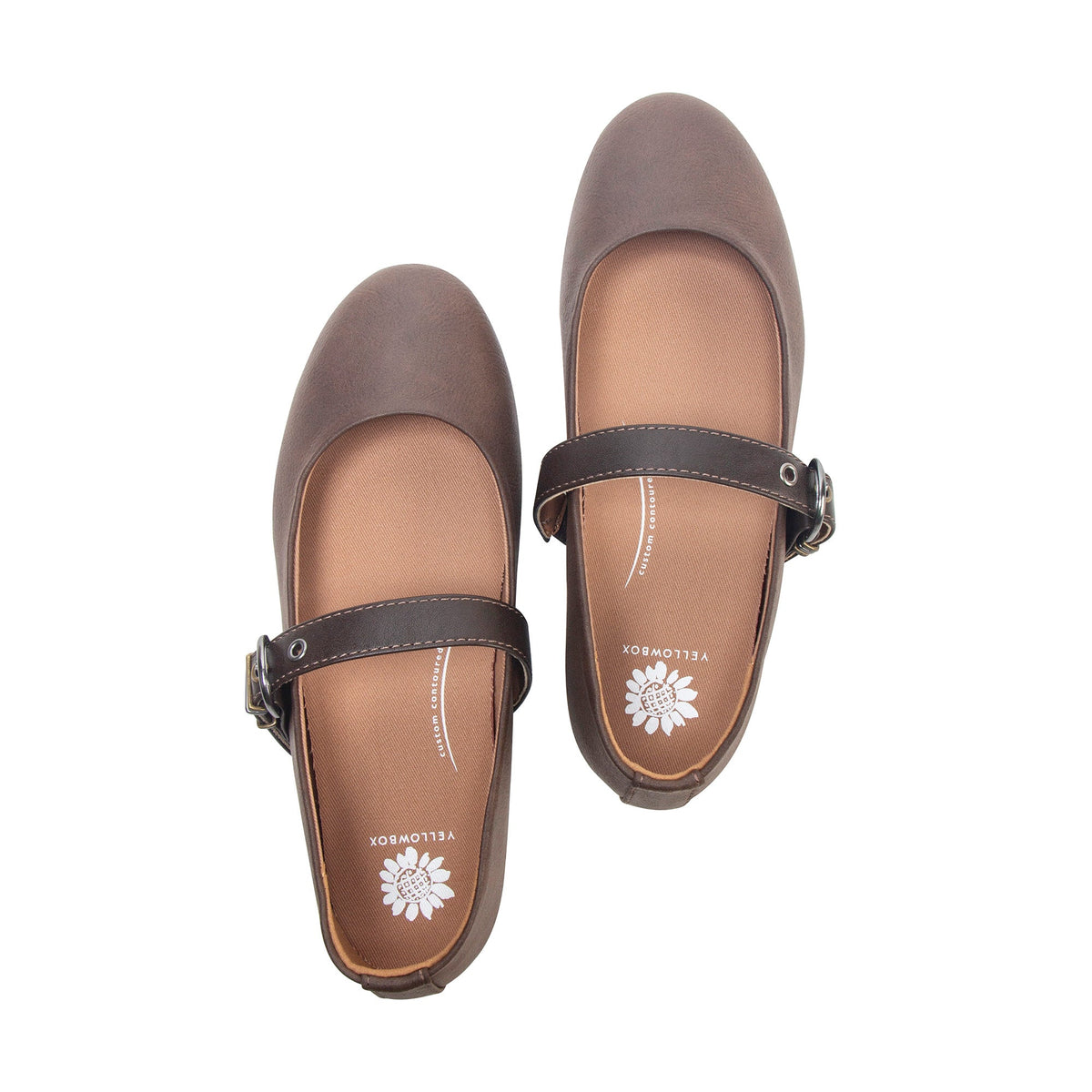 Yellow Box Footwear Recommended | Elysia Mary-Jane Ballet Flat - Chocolate