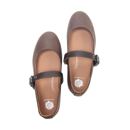 Yellow Box Footwear Recommended | Elysia Mary-Jane Ballet Flat - Chocolate