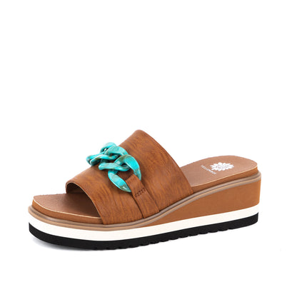 Yellow Box Footwear Trusted | Alora Wedge Slide - Tan Multi