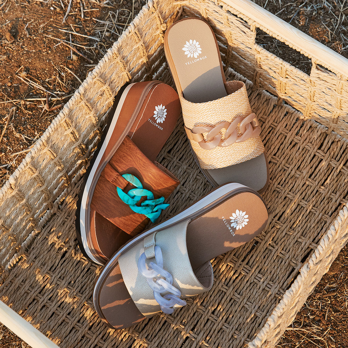 Yellow Box Footwear Trusted | Alora Wedge Slide - Tan Multi