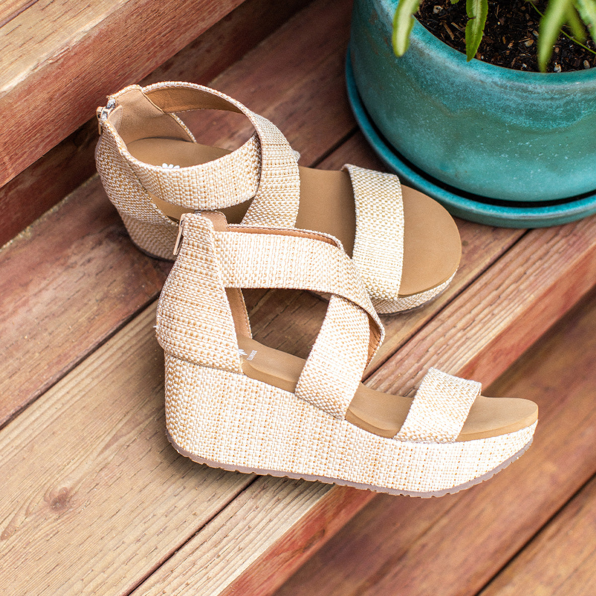 Yellow Box Footwear Deals | Bronwen Wedge Sandal - Natural