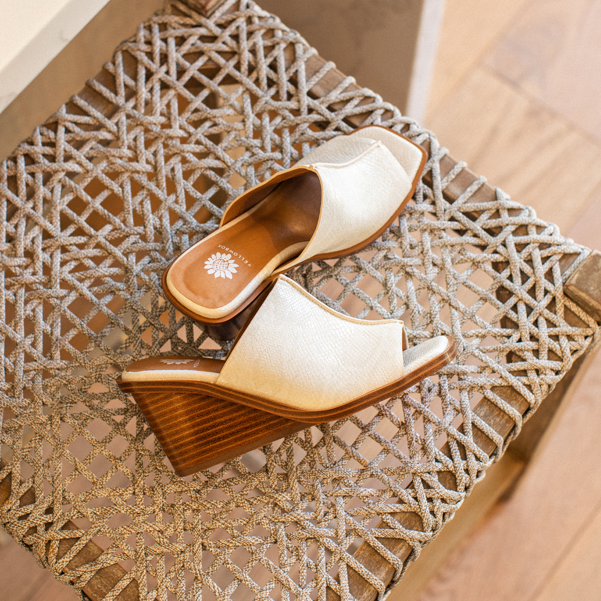 Yellow Box Footwear Quality | Vellore Wedge Sandal - White Multi