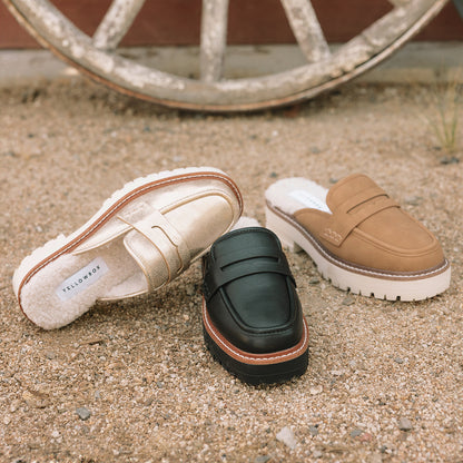 Yellow Box Footwear Trusted | Shareen Shearling Loafer Mule - Almond