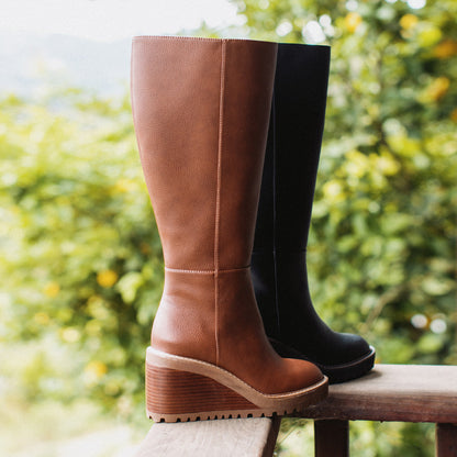 Yellow Box Footwear Smart Buy | Adrena Tall Wedge Boot - Black