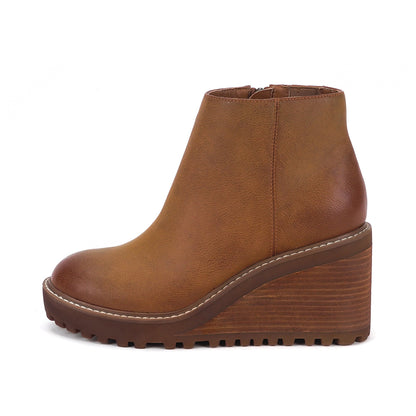Yellow Box Footwear Best Seller | Alexis Wedge Ankle Boot - Tan