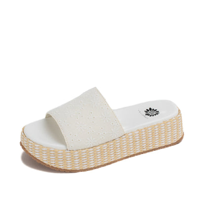 Yellow Box Footwear Customer Favorite | Anatto Flatform Slide - White