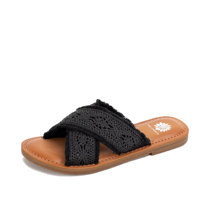 Yellow Box Footwear Quality | Deska Raffia Sandal - Black