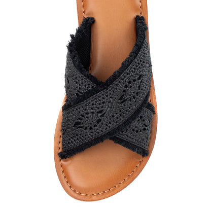 Yellow Box Footwear Quality | Deska Raffia Sandal - Black